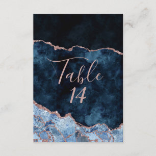 Navy Blue Rose Gold Agate Hochzeiten Tischnummern