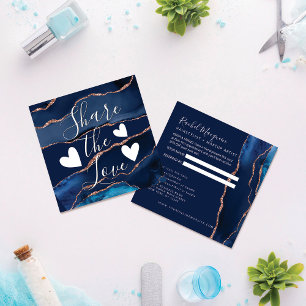 Navy Blue Rose Gold Agate Marble Empfehlungskarte