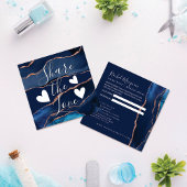 Navy Blue Rose Gold Agate Marble Empfehlungskarte