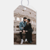 Navy Blue Rose Gold Agate Marble Save the Date Geschenkanhänger (Rückseite)