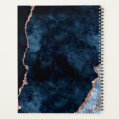 Navy Blue Rose Gold Agate Marble Save the Date Planer (Rückseite)