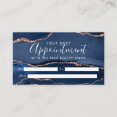 Navy Blue Rose Gold Agate Marble Terminkarte (Vorderseite)