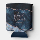 Navy Blue & Rose Gold Agate Marble Trauzeugin Dosenkühler (Rückseite)