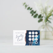 Navy Blue Rose Gold Agate Marble Treuekarte (Stehend Vorderseite)