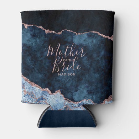 Navy Blue & Rose Gold Agate Mutter der Braut Dosenkühler (Vorderseite)
