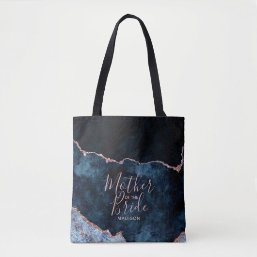 Navy Blue & Rose Gold Agate Mutter der Braut Tasche (Vorderseite)