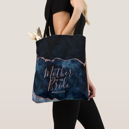 Navy Blue & Rose Gold Agate Mutter der Braut Tasche (Von Nahem)