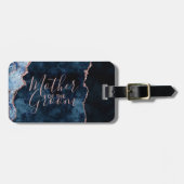 Navy Blue & Rose Gold Agate Mutter des Bräutigams Gepäckanhänger (Vorderseite horizontal)