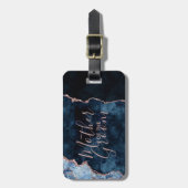 Navy Blue & Rose Gold Agate Mutter des Bräutigams Gepäckanhänger (Vorderseite vertikal)