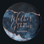Navy Blue & Rose Gold Agate Mutter des Bräutigams Magnet<br><div class="desc">Navy Blue & Rose Gold Foil Watercolor Marmor Agate Gilded Geode Design,  mit modernen und Script-Schriftart. Trendy und schicke Hochzeitsmutter des Groom Magneten! ~ Karo mein Shop zu sehen,  die gesamte Hochzeitssuite für dieses Design!</div>