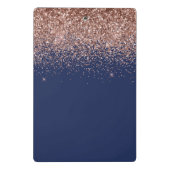Navy Blue Rose Gold Blush Pink Glitzer Monogram Mini Klemmbrett (Rückseite)