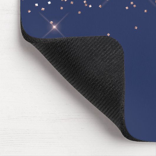 Navy Blue Rose Gold - Blush Pink Glitzer Monogram Mousepad (Ecke)