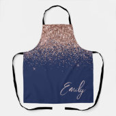 Navy Blue Rose Gold Blush Pink Glitzer Monogram Schürze (Vorderseite)