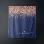 Navy Blue Rose Gold Blush Pink Glitzer Monogram Wandteppich<br><div class="desc">Navy Blue and Rose Gold - Blush Pink Sparkle Glitzer Script Monogram Name and Initial Tapestry. Das macht den perfekten 16 Geburtstag,  Hochzeit,  Brautparty,  Jubiläum,  Babydusche oder Junggeselinnen-Abschied Geschenk für jemanden,  der Lieben glamourösen Luxus und schicke Stile.</div>