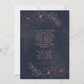Navy Blue & Rose Gold Chic Hochzeit Liebe und Dank Dankeskarte (Rückseite)