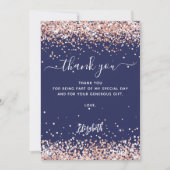 Navy Blue Rose Gold Dankeschön Karte (Vorderseite)