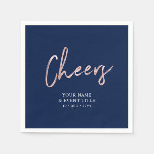 Navy Blue & Rose Gold Feierlichkeiten zum Party Serviette
