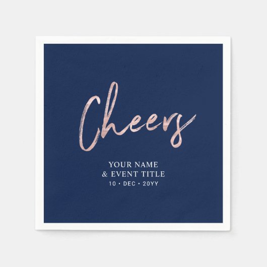 Navy Blue & Rose Gold | Feierlichkeiten zum Party Serviette (Vorderseite)