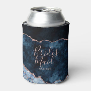 Navy Blue & Rose Gold Foil Agate Marble Bridesmaid Dosenkühler