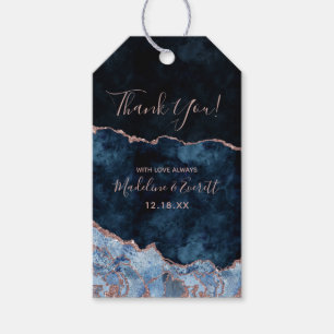 Navy Blue & Rose Gold Foil Agate Marmor Vielen Dan Geschenkanhänger