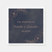 Navy Blue & Rose Gold Foil Chic Wedding Monogram Serviette (Vorderseite)