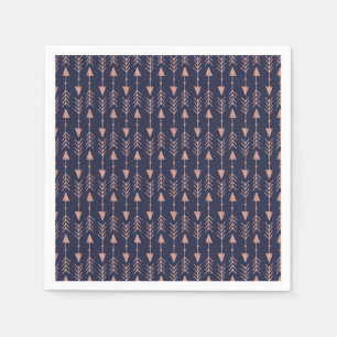Navy Blue Rose Gold Foil Hipster Tribal Arrows Serviette