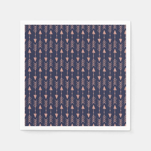 Navy Blue Rose Gold Foil Hipster Tribal Arrows Serviette (Vorderseite)