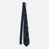 Navy Blue Rose Gold Foil Marble Neck Tie Krawatte (Rückseite)