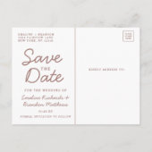 Navy Blue & Rose Gold Foil Rustikal Save the Date Ankündigungspostkarte (Rückseite)