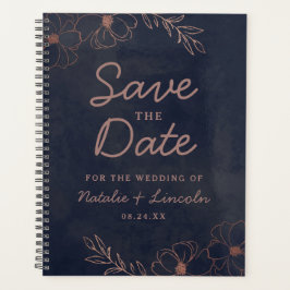 Navy Blue & Rose Gold Foil Save the Date Hochzeit Planer