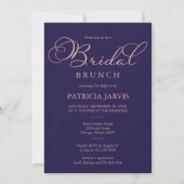 Navy Blue Rose Gold Foil Script Bridal Brunch Einladung (Vorderseite)