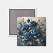 Navy Blue Rose Gold Gilding Impressionist Art Magnet (Vorderseite/Rückseite)