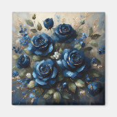 Navy Blue Rose Gold Gilding Impressionist Art Magnet (Vorne)