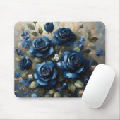 Navy Blue Rose Gold Gilding Impressionist Art Mousepad (Mit Mouse)