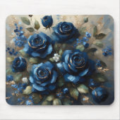 Navy Blue Rose Gold Gilding Impressionist Art Mousepad (Vorne)