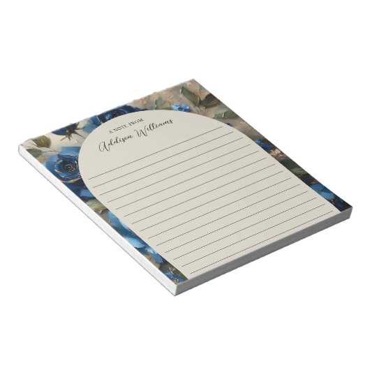 Navy Blue Rose Gold Gilding Lined Personalisiert Notizblock (angewinkelt)