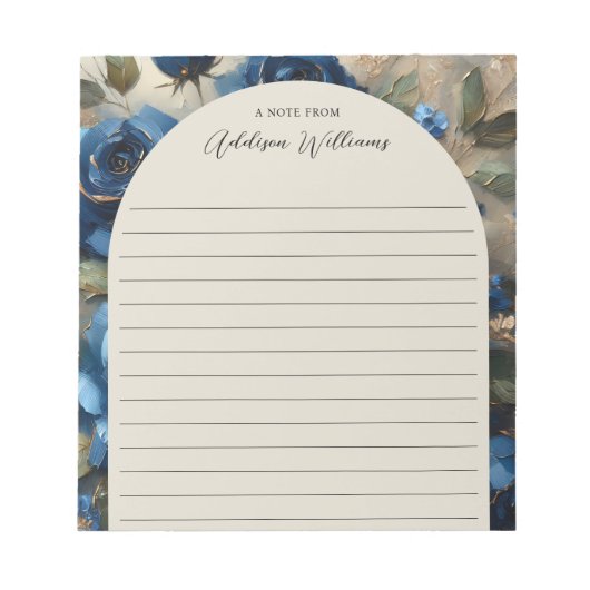 Navy Blue Rose Gold Gilding Lined Personalisiert Notizblock (Vorderseite)