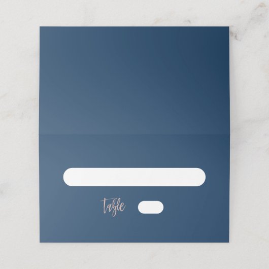 Navy Blue & Rose Gold Glam Chic geklappte Platzkar Platzkarte (Außenseite Aufgefaltet)