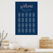 Navy Blue & Rose Gold Glam Chic Seekarte Poster (Küche)