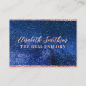 Navy Blue & Rose Gold Glitzer Feminine Celestial Visitenkarte (Vorderseite)