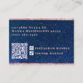 Navy Blue & Rose Gold Glitzer Feminine Celestial Visitenkarte (Rückseite)