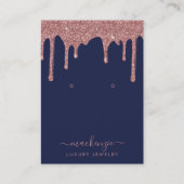 Navy Blue Rose Gold Glitzer Tropfen Jewelier Displ Visitenkarte (Vorderseite)