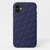 Navy Blue Rose Gold Handgeschriebener Skriptname Case-Mate iPhone Hülle (Rückseite)