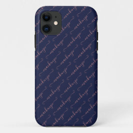 Navy Blue Rose Gold Handgeschriebener Skriptname Case-Mate iPhone Hülle