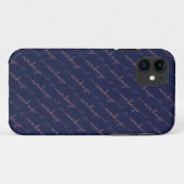 Navy Blue Rose Gold Handgeschriebener Skriptname Case-Mate iPhone Hülle (Rückseite (Horizontal))