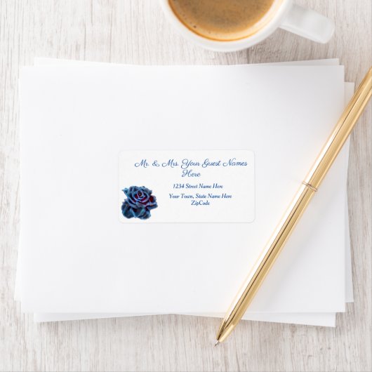 Navy Blue Rose Gold Leaf-Adresse Adressaufkleber (Insitu)