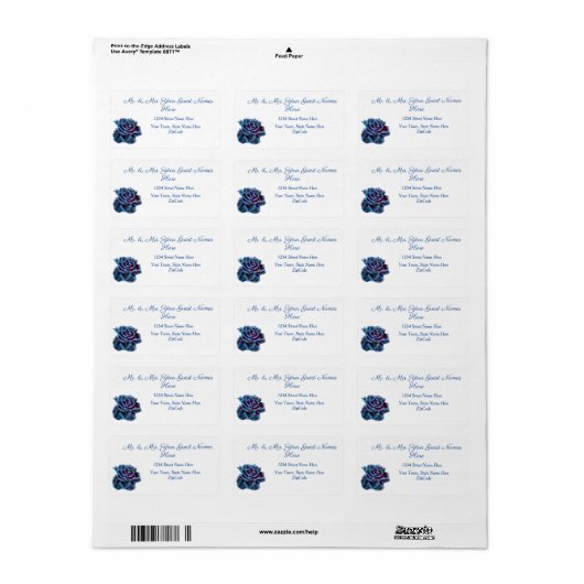 Navy Blue Rose Gold Leaf-Adresse Adressaufkleber (Vorne)