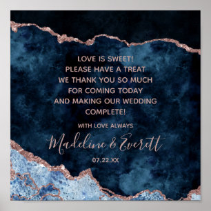 Navy Blue Rose Gold Liebe ist Sweet Leckerei Table Poster