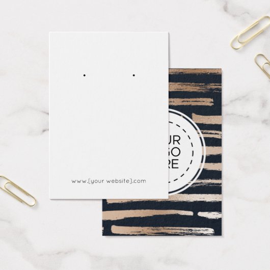 Navy Blue Rose Gold Modern Earring Display Card (Büro)