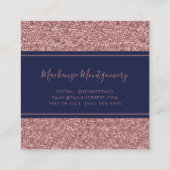 Navy Blue Rose Gold Sparkle Glitzer Tropfen Luxus Quadratische Visitenkarte (Rückseite)